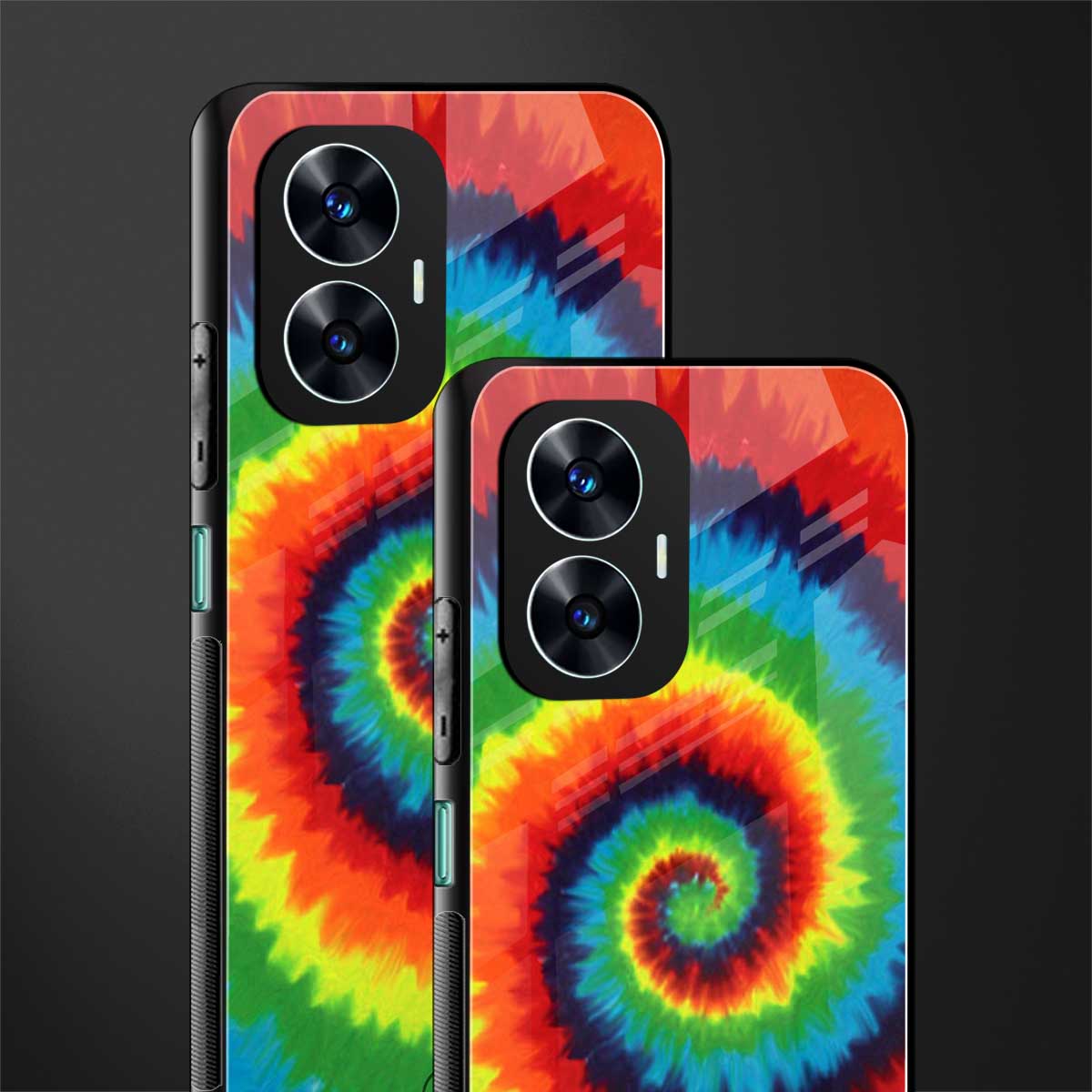 tie and dye back phone cover | glass case for realme c55