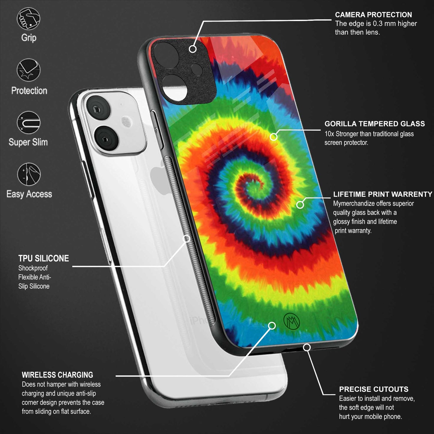 tie and dye glass case for iphone 12