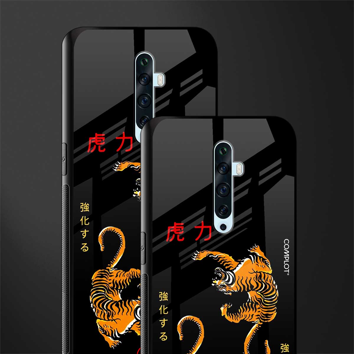 tigers black glass case for oppo reno 2f image-2