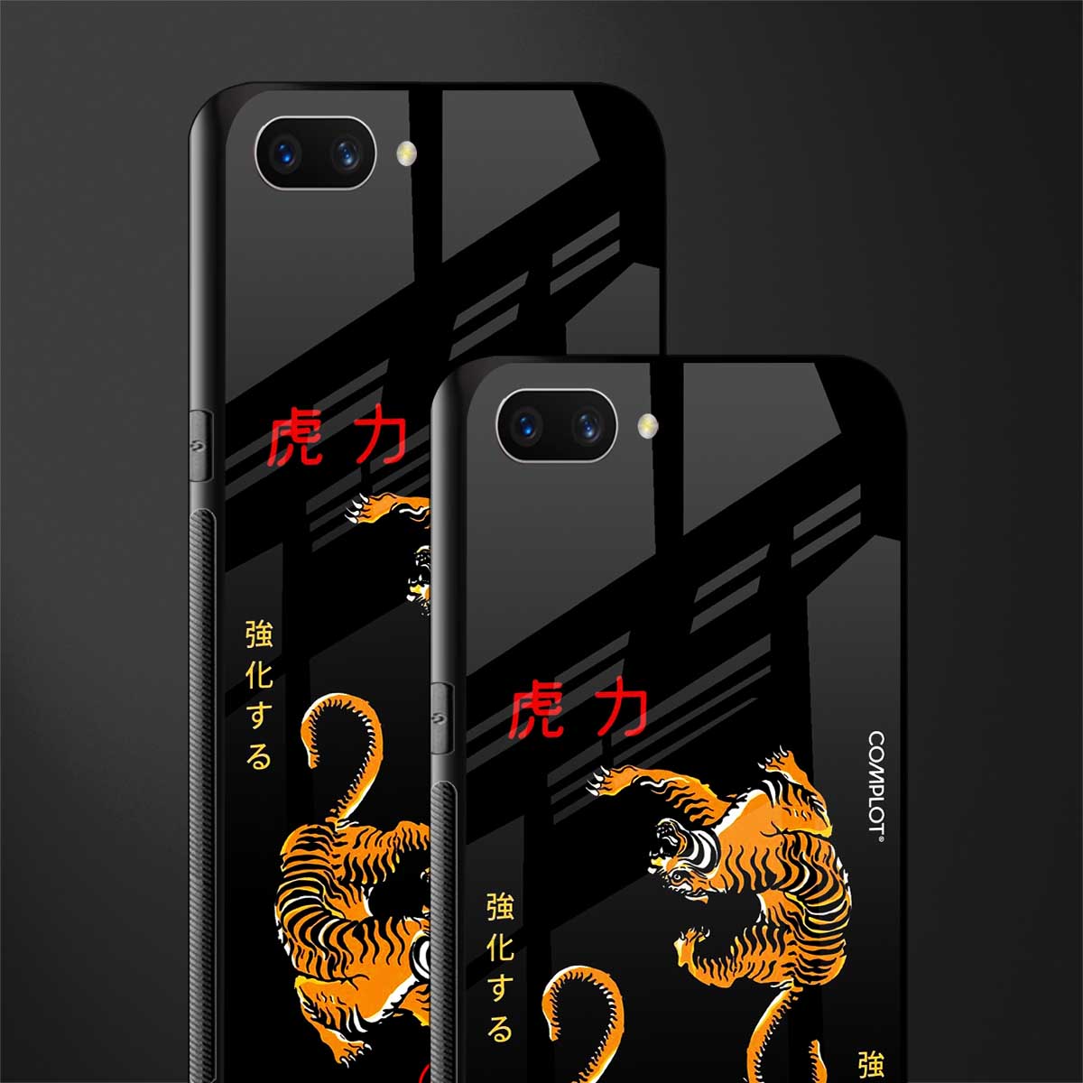 tigers black glass case for oppo a3s image-2