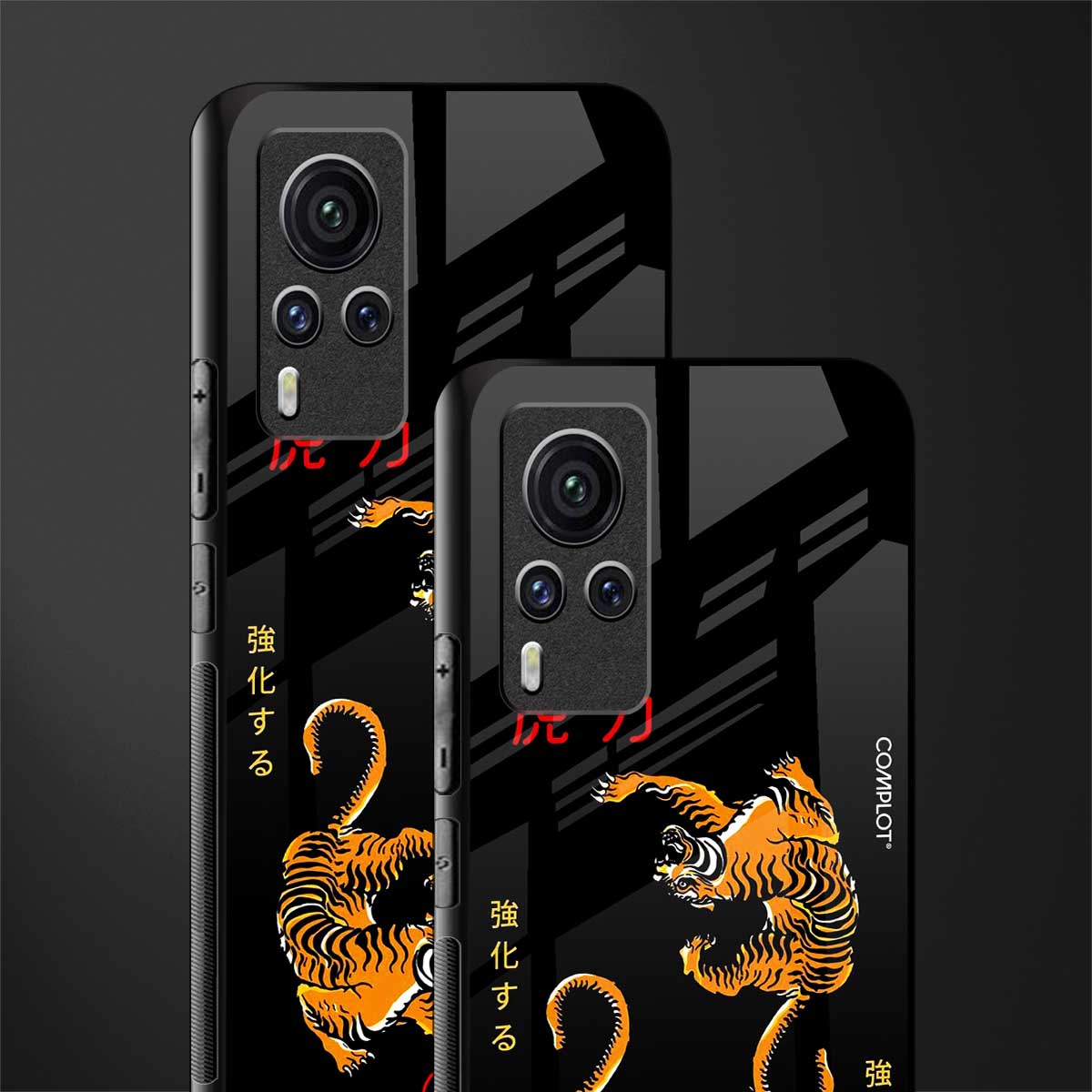 tigers black glass case for vivo x60 pro image-2