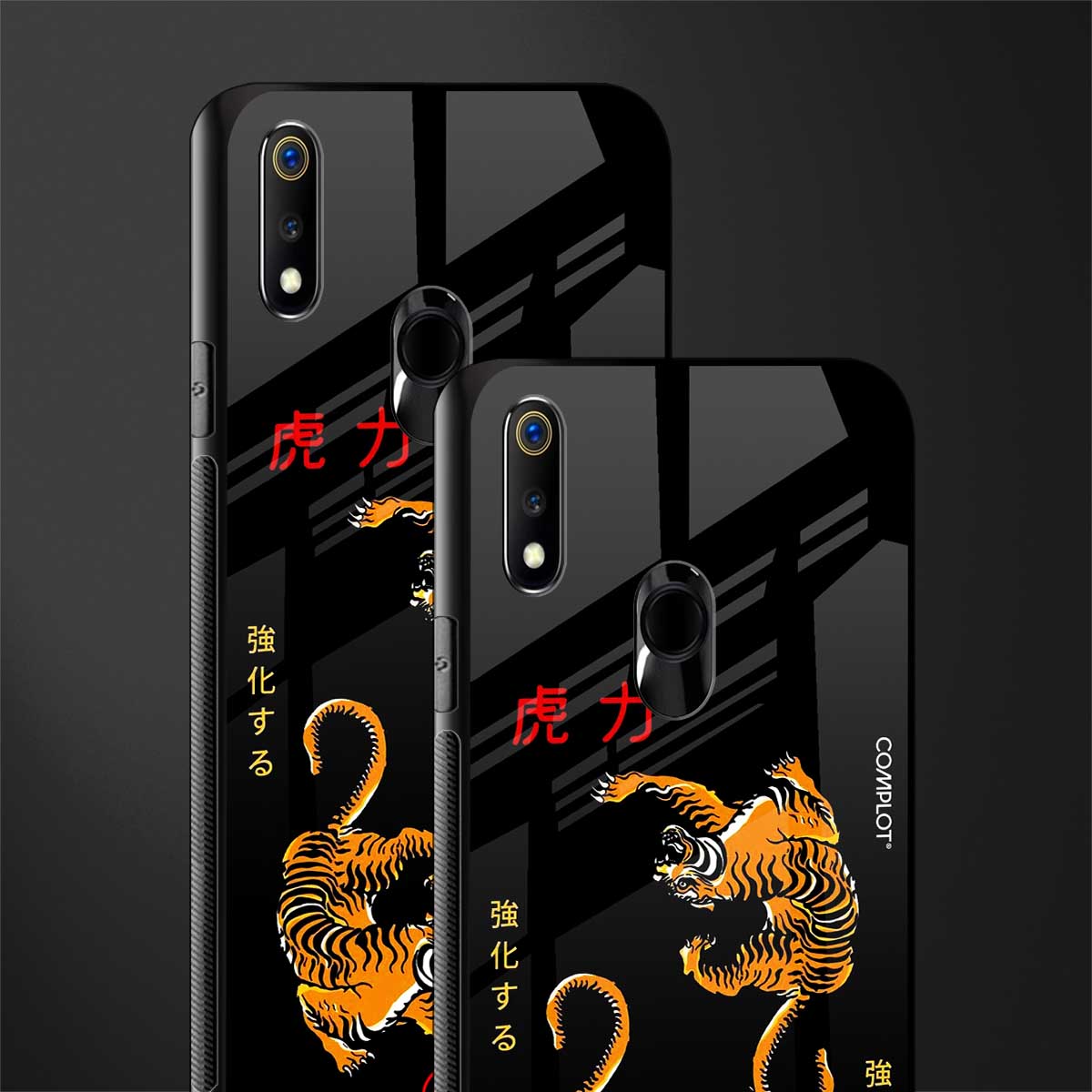 tigers black glass case for realme 3 pro image-2