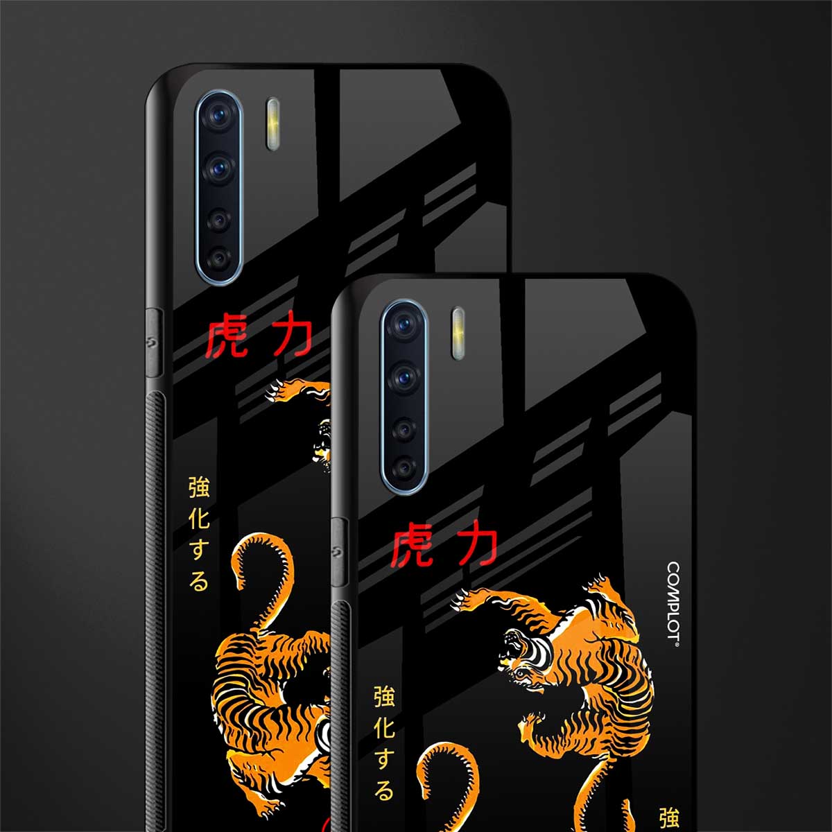 tigers black glass case for oppo f15 image-2