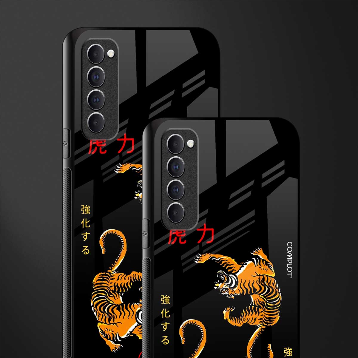 tigers black glass case for oppo reno 4 pro image-2