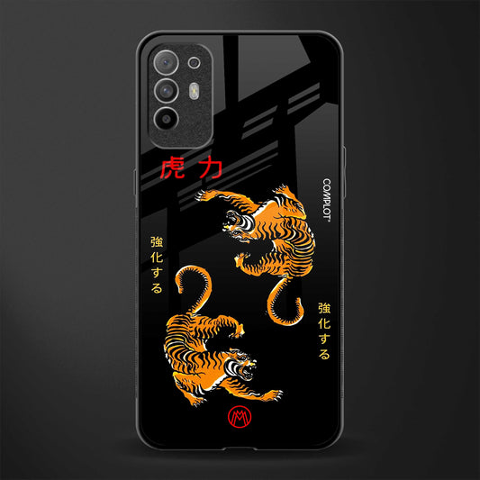 tigers black glass case for oppo f19 pro plus image
