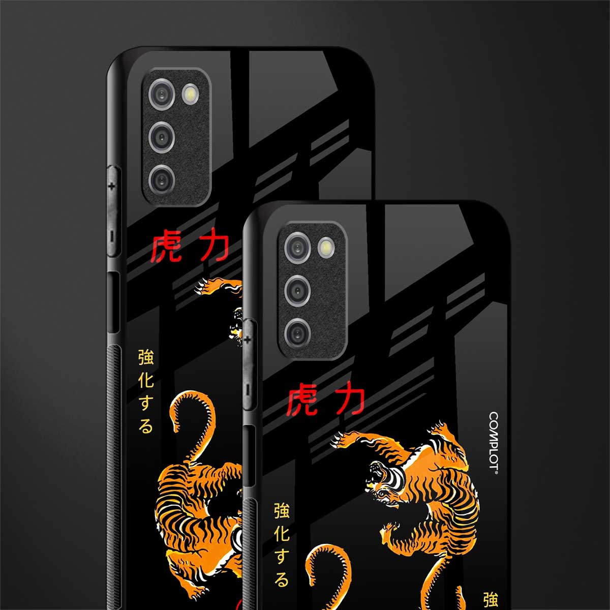 tigers black glass case for samsung galaxy a03s image-2