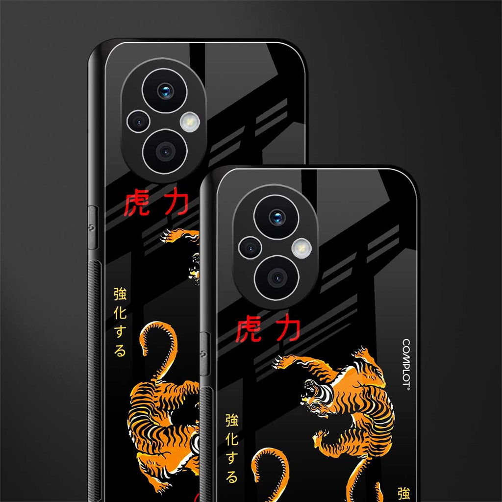 tigers black back phone cover | glass case for oppo f21 pro 5g
