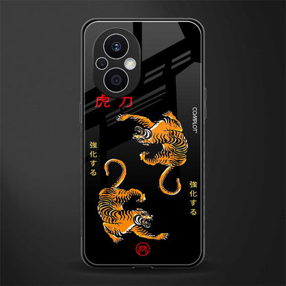 tigers black back phone cover | glass case for oppo f21 pro 5g