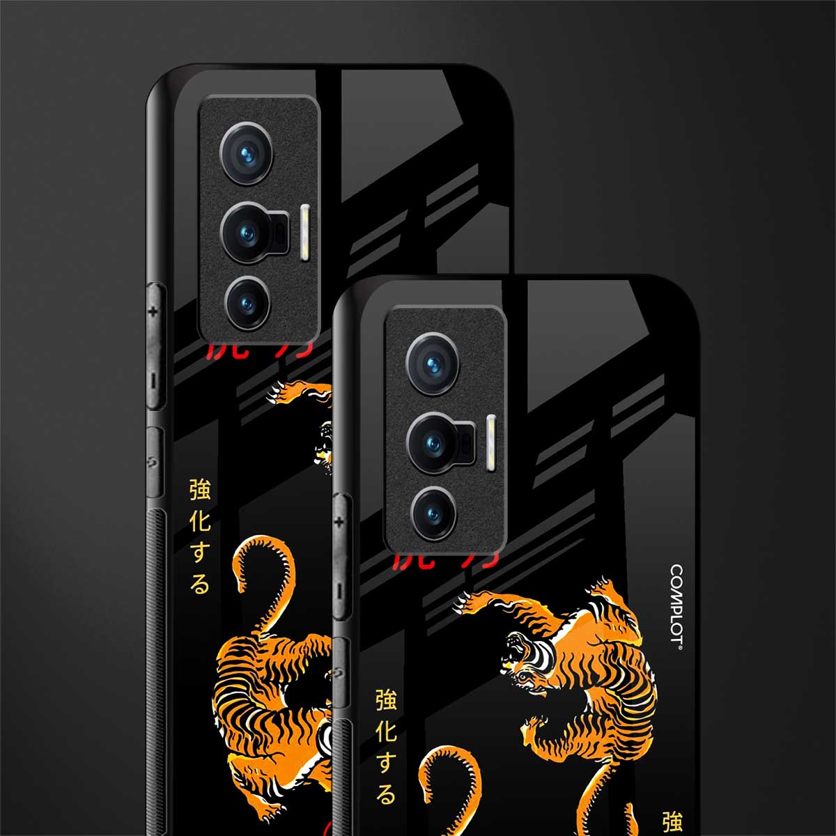 tigers black glass case for vivo x70 image-2