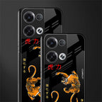tigers black back phone cover | glass case for oppo reno 8