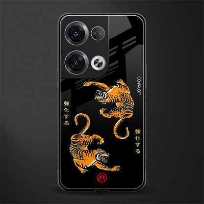 tigers black back phone cover | glass case for oppo reno 8
