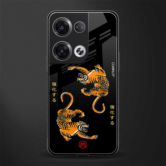 tigers black back phone cover | glass case for oppo reno 8 pro