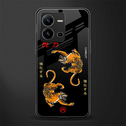 tigers black back phone cover | glass case for vivo v25-5g