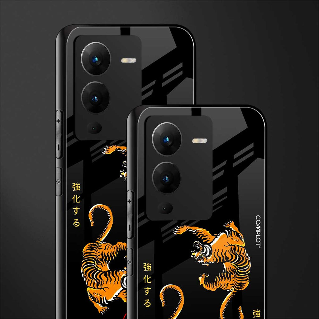 tigers black back phone cover | glass case for vivo v25 pro 5g