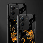 tigers black back phone cover | glass case for vivo v25 pro 5g