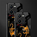 tigers black back phone cover | glass case for vivo y35 4g