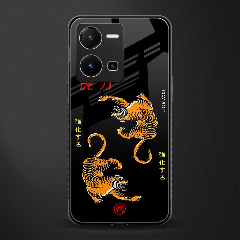 tigers black back phone cover | glass case for vivo y35 4g