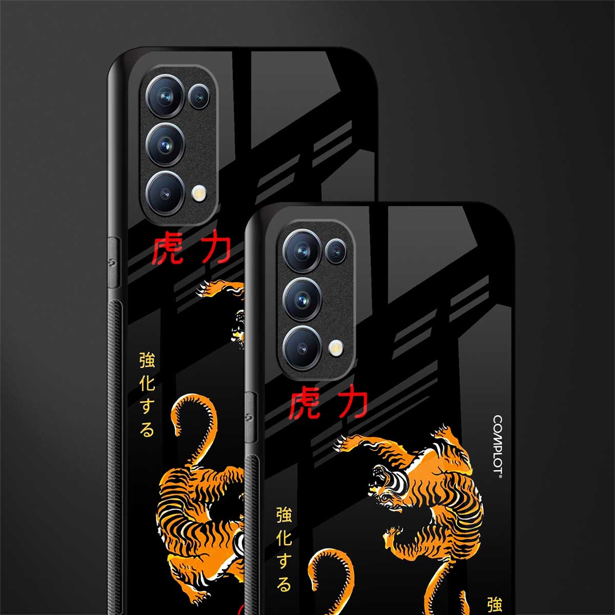 tigers black back phone cover | glass case for oppo reno 5