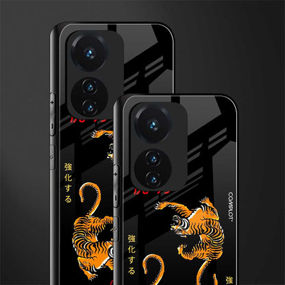 tigers black back phone cover | glass case for vivo t1 44w 4g