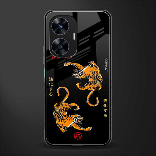 tigers black back phone cover | glass case for realme c55