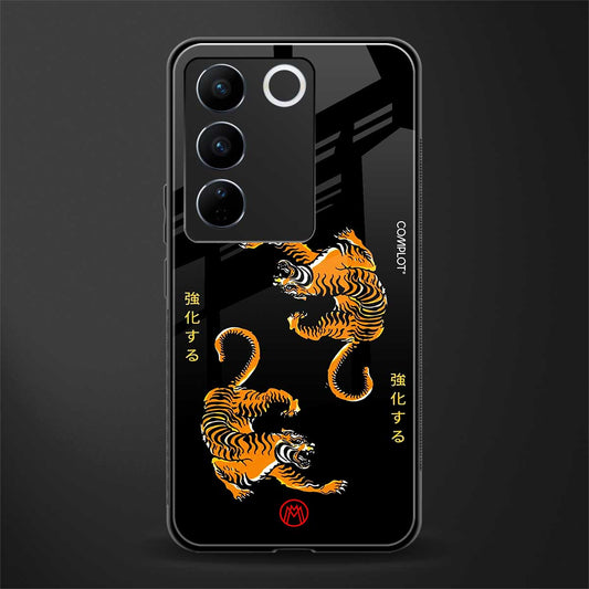 tigers black back phone cover | glass case for vivo v27 pro 5g