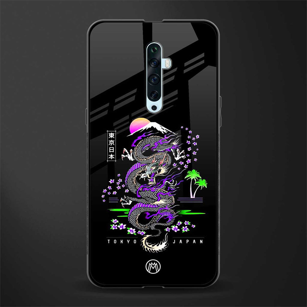tokyo japan purple dragon black glass case for oppo reno 2f image