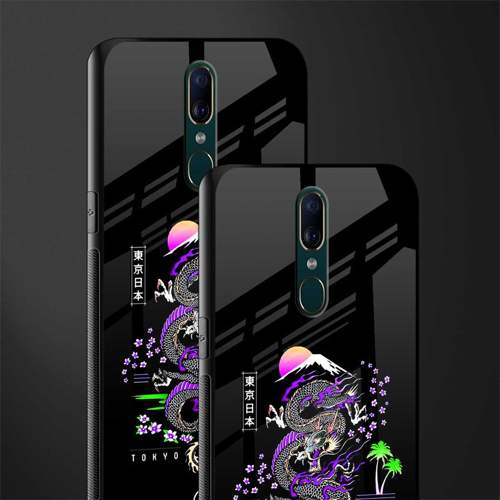 tokyo japan purple dragon black glass case for oppo f11 image-2
