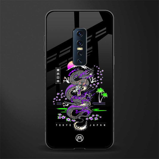 tokyo japan purple dragon black glass case for vivo v17 pro image