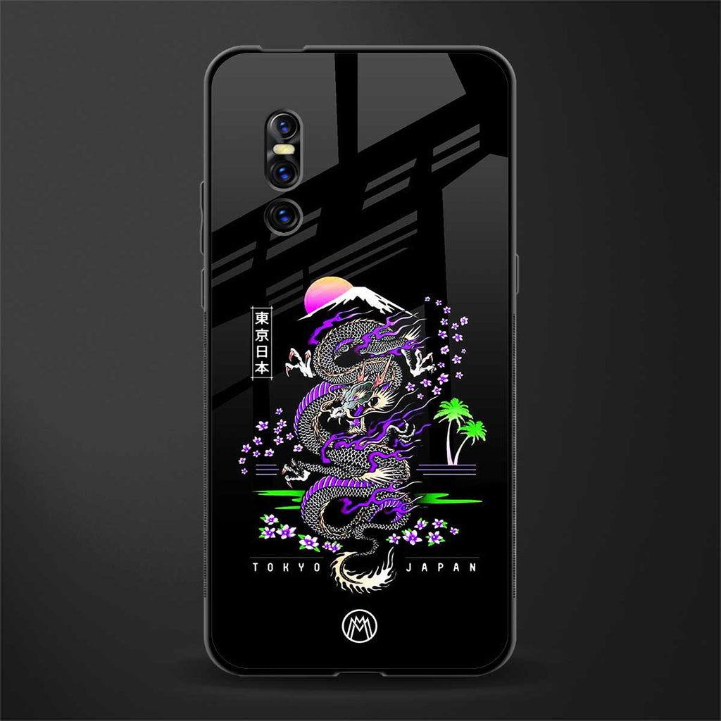 tokyo japan purple dragon black glass case for vivo v15 pro image