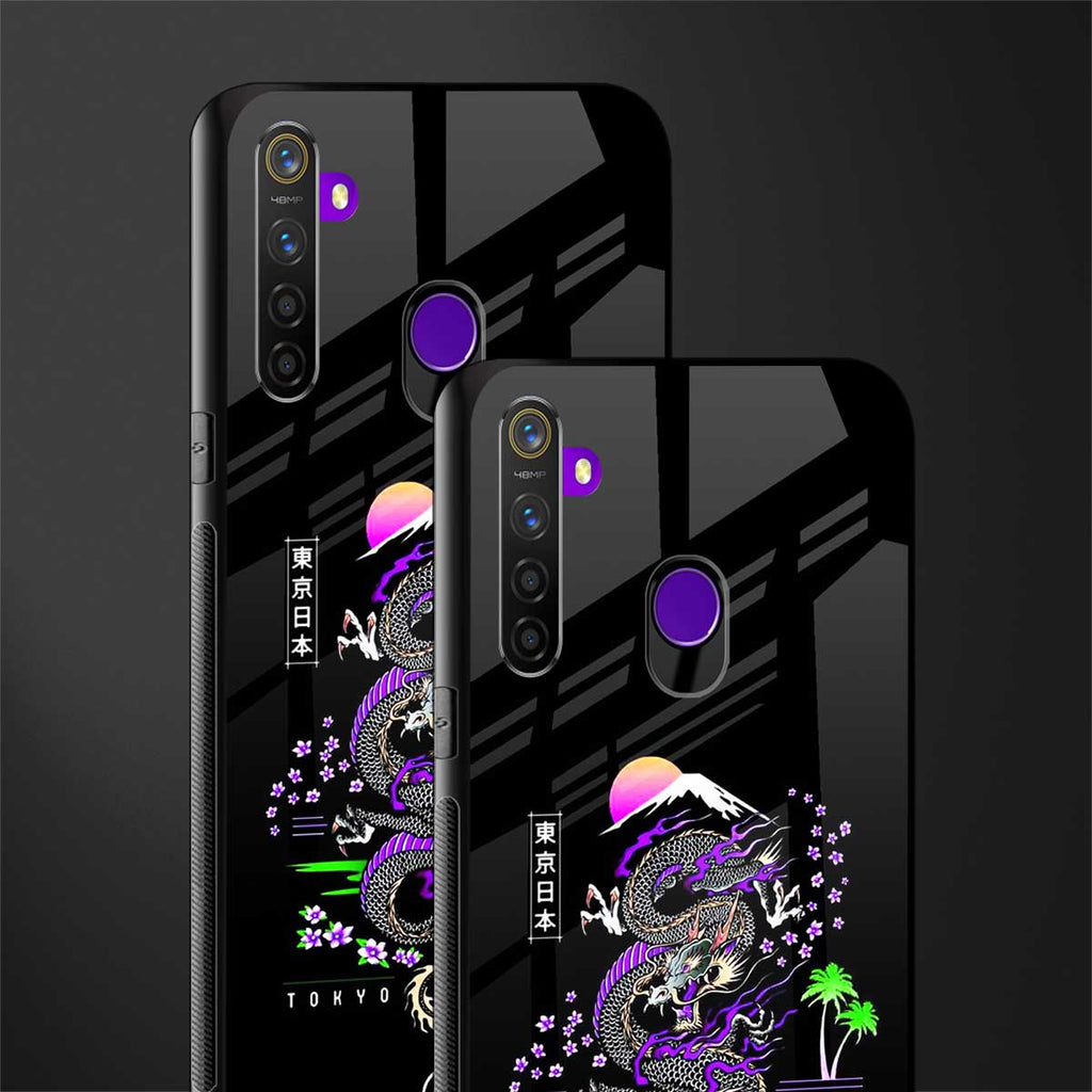 tokyo japan purple dragon black glass case for realme 5 image-2