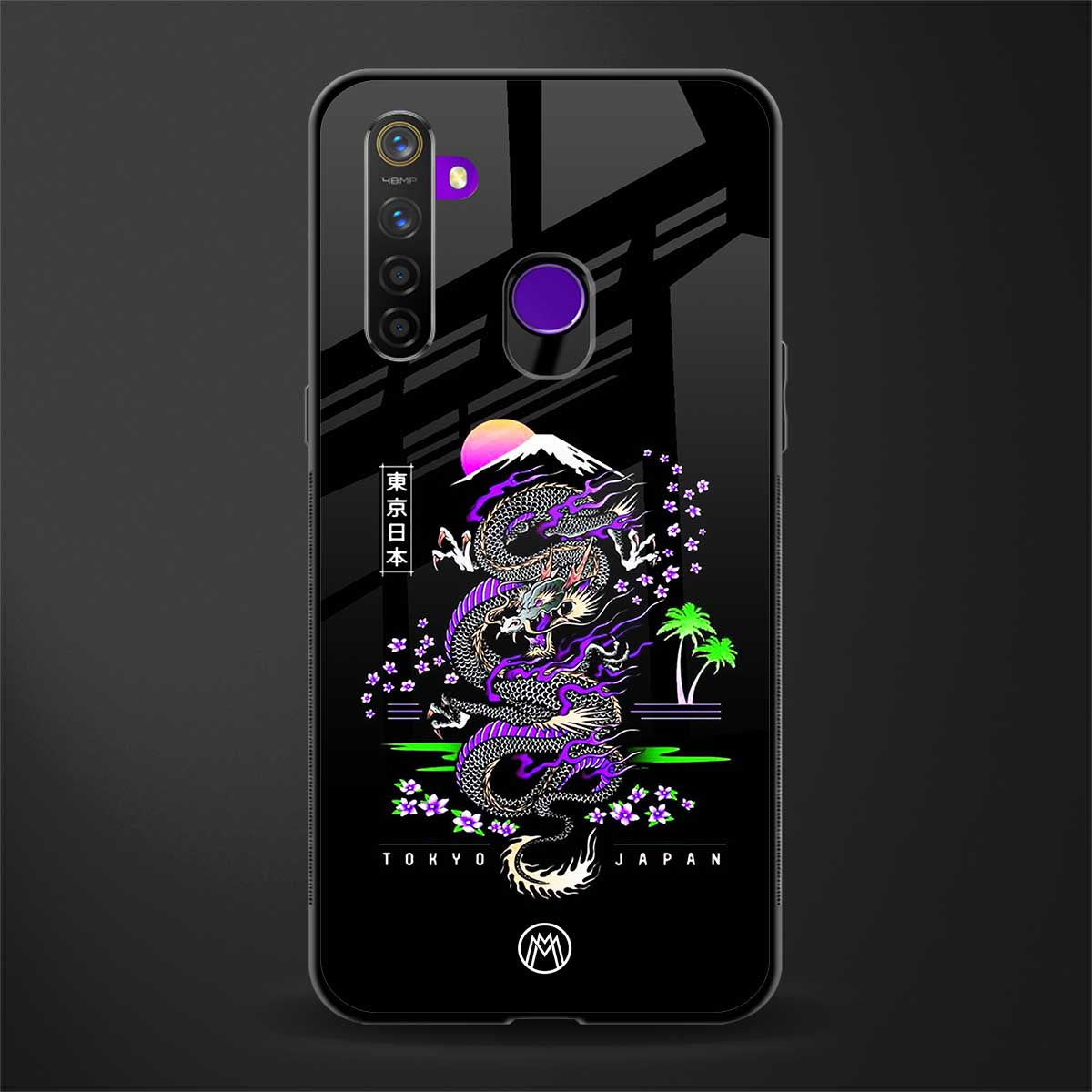 tokyo japan purple dragon black glass case for realme 5 image