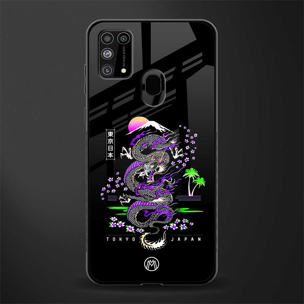 tokyo japan purple dragon black glass case for samsung galaxy m31 image