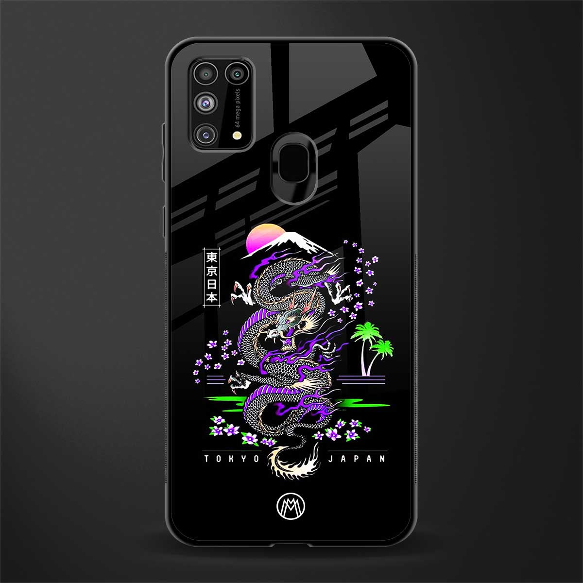 tokyo japan purple dragon black glass case for samsung galaxy m31 image