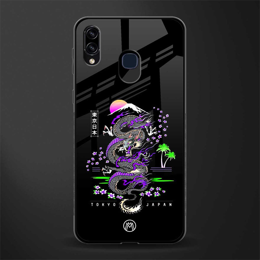 tokyo japan purple dragon black glass case for samsung galaxy a20 image