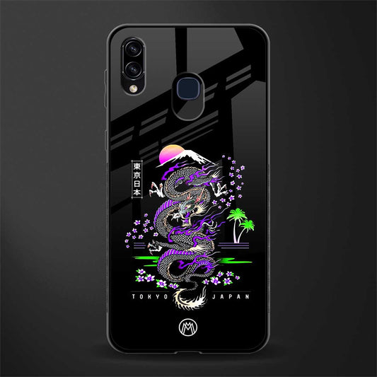 tokyo japan purple dragon black glass case for samsung galaxy a30 image