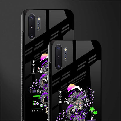 tokyo japan purple dragon black glass case for samsung galaxy note 10 plus image-2