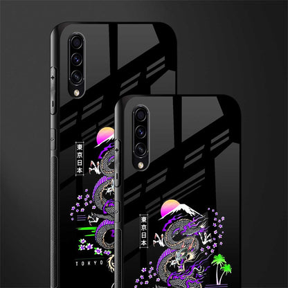 tokyo japan purple dragon black glass case for samsung galaxy a70 image-2