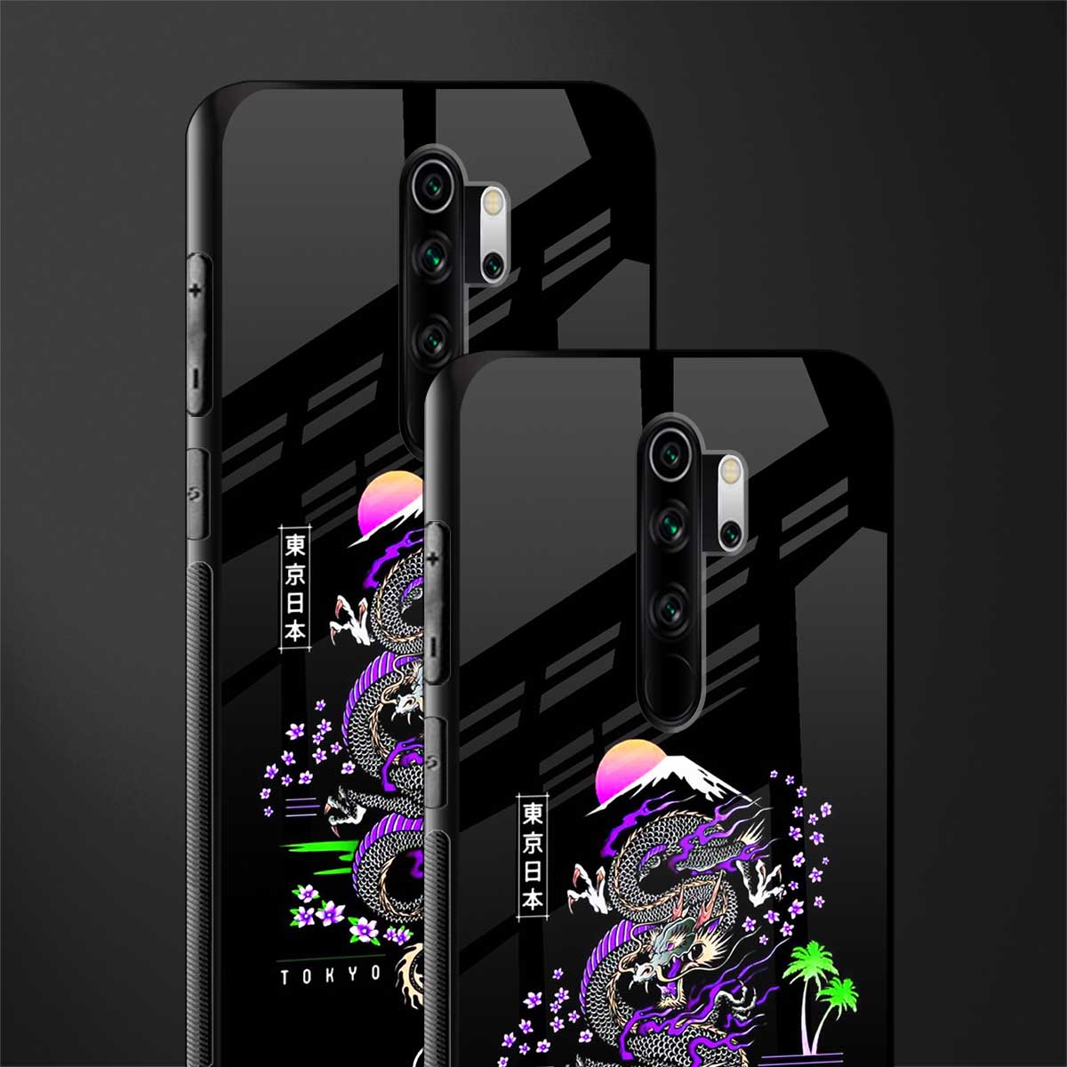 tokyo japan purple dragon black glass case for redmi note 8 pro image-2