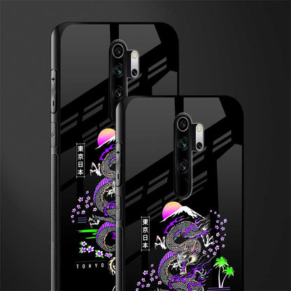tokyo japan purple dragon black glass case for redmi note 8 pro image-2