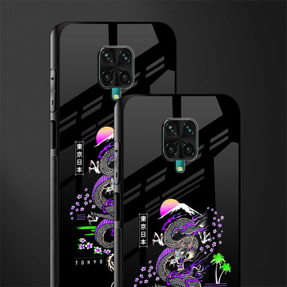 tokyo japan purple dragon black glass case for redmi note 9 pro image-2