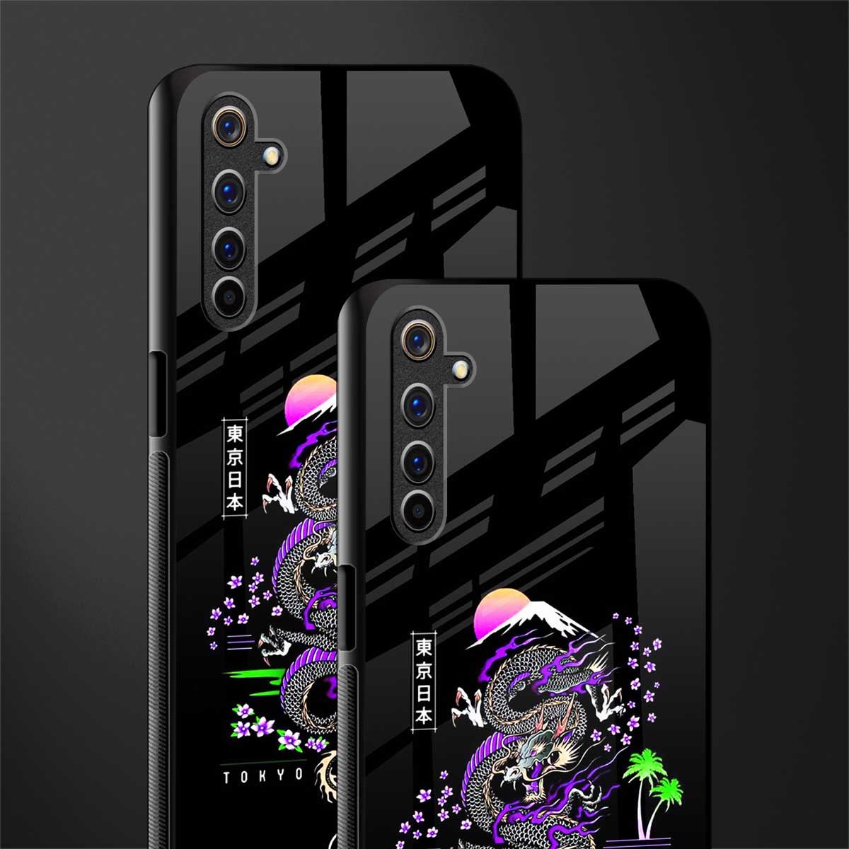 tokyo japan purple dragon black glass case for realme 6 pro image-2