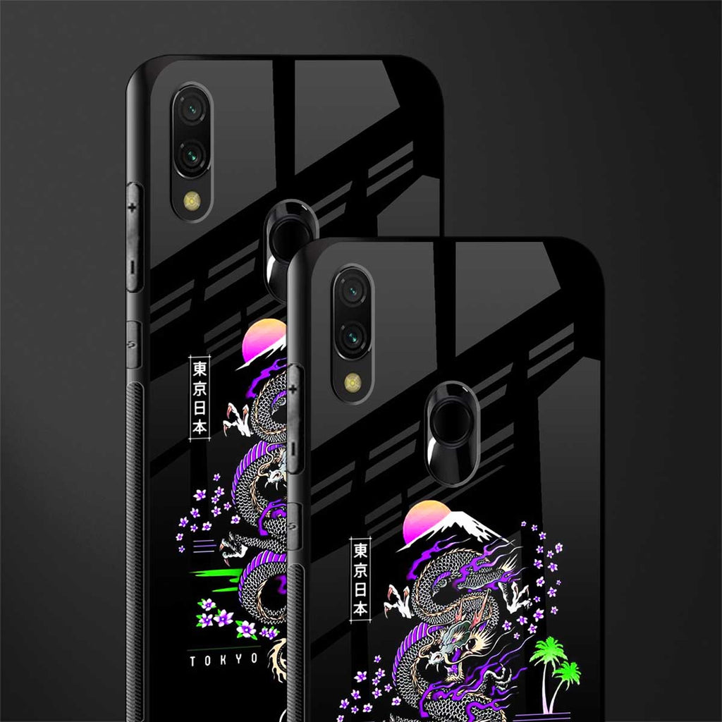 tokyo japan purple dragon black glass case for redmi note 7 image-2