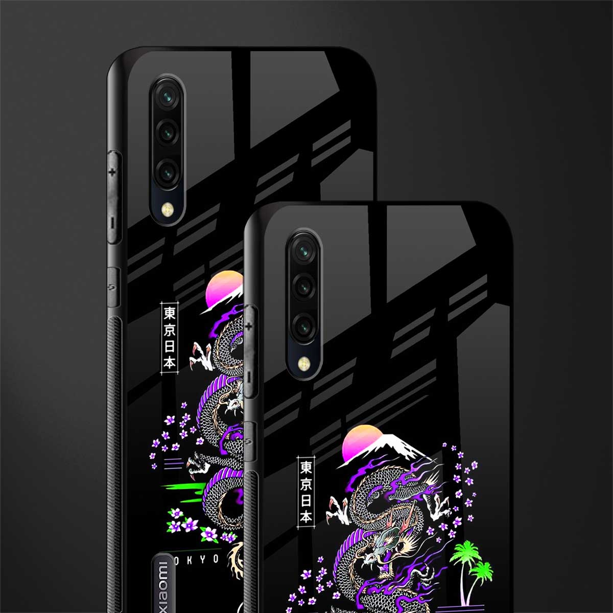 tokyo japan purple dragon black glass case for mi a3 redmi a3 image-2