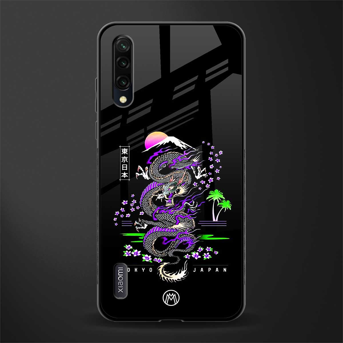 tokyo japan purple dragon black glass case for mi a3 redmi a3 image