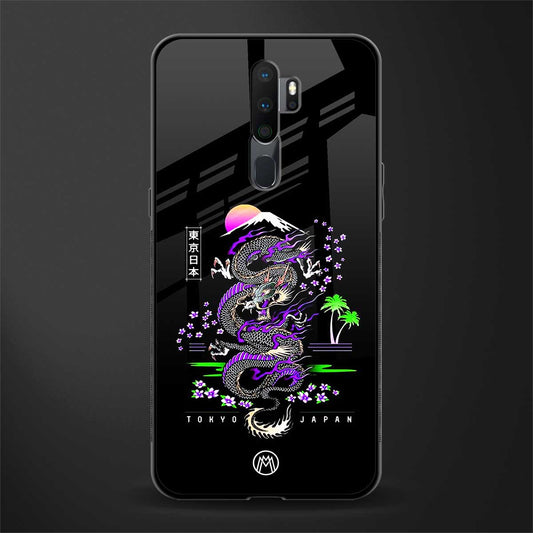 tokyo japan purple dragon black glass case for oppo a5 2020 image