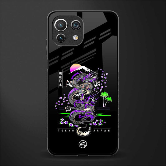 tokyo japan purple dragon black glass case for mi 11 lite image