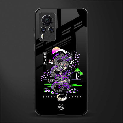 tokyo japan purple dragon black glass case for vivo x60 pro image