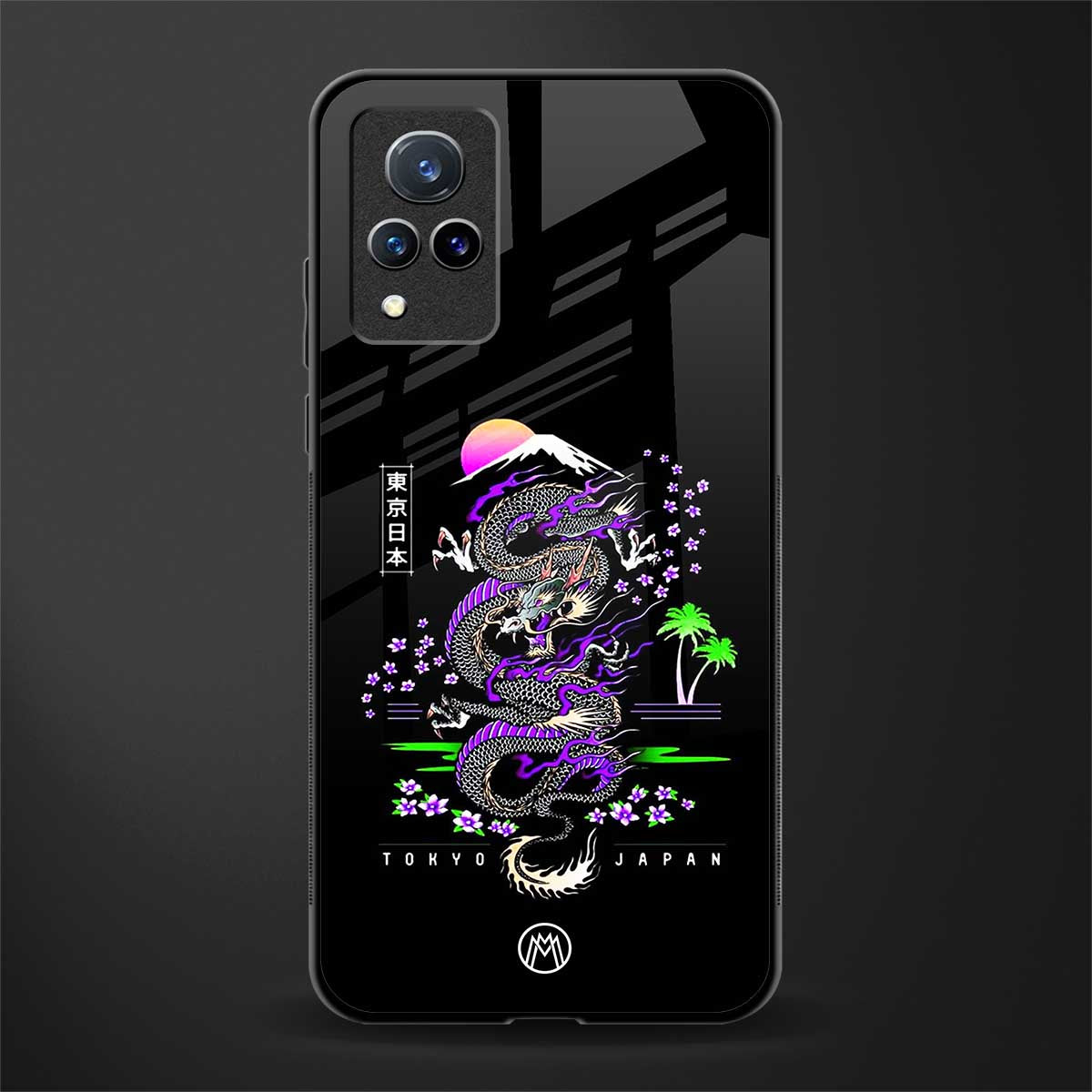 tokyo japan purple dragon black glass case for vivo v21 5g image