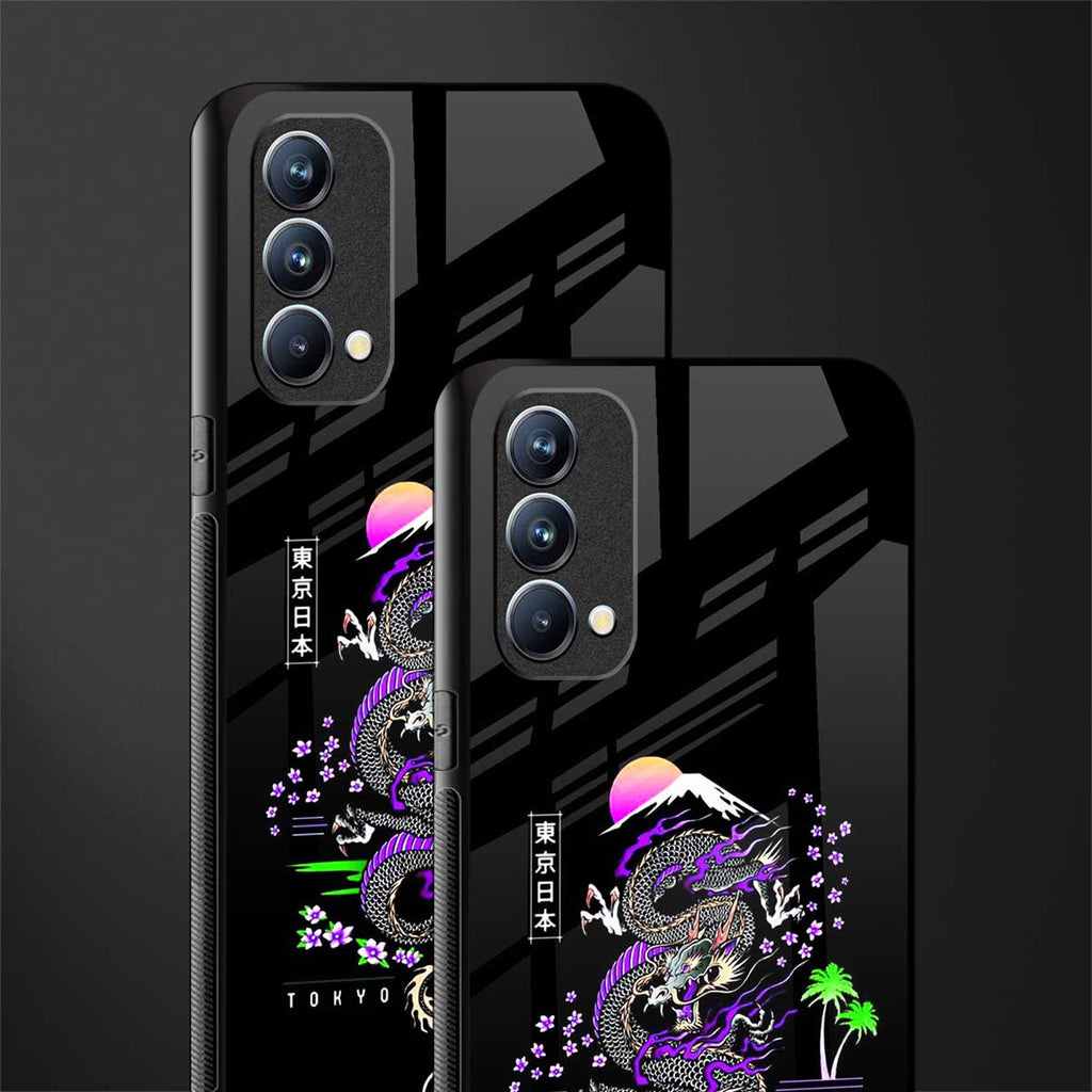 tokyo japan purple dragon black glass case for oppo f19 image-2
