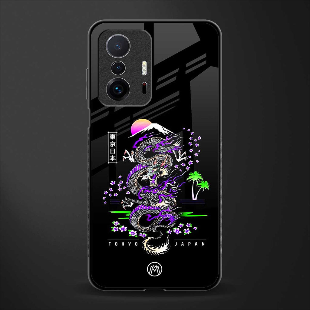 tokyo japan purple dragon black glass case for mi 11t pro 5g image